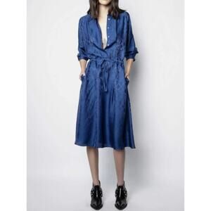 Zadig & Voltaire Revolt Jac Python Silk Blend Midi Dress In Bleu De Chine